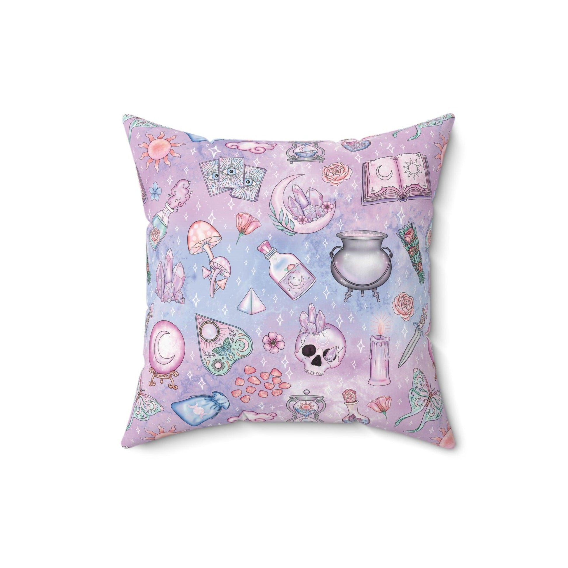 Kawaii Pastel Goth Witchy Whimsigoth Blue & Pink Accent Pillow | lovevisionkarma.com