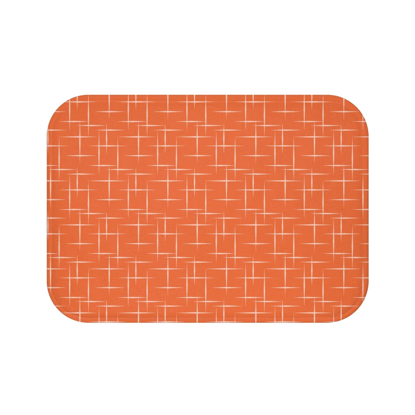 Retro 50s Abstract Lines Mid Century Modern Orange Bath Mat | lovevisionkarma.com
