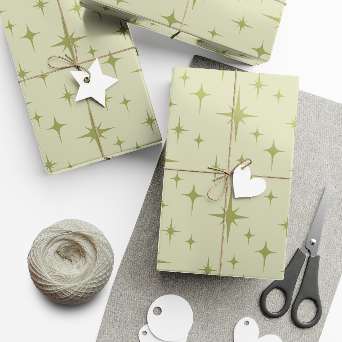 Retro 50's Atomic Starburst Mid Century Mod Green Eco-Friendly Gift Wrap