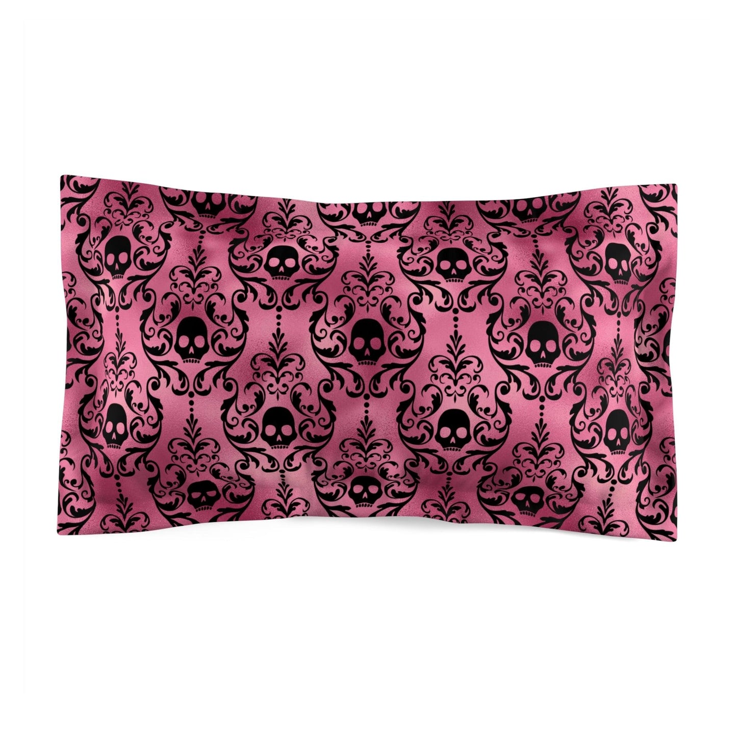 Goth Black Skulls Damask Halloween Glam Goth Pink Pillow Sham | lovevisionkarma.com
