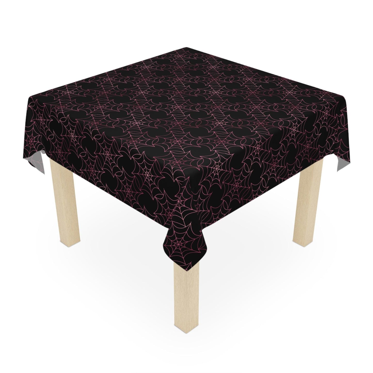 Pink Spiderwebs Creepy Halloween Glam Goth Black Tablecloth | lovevisionkarma.com