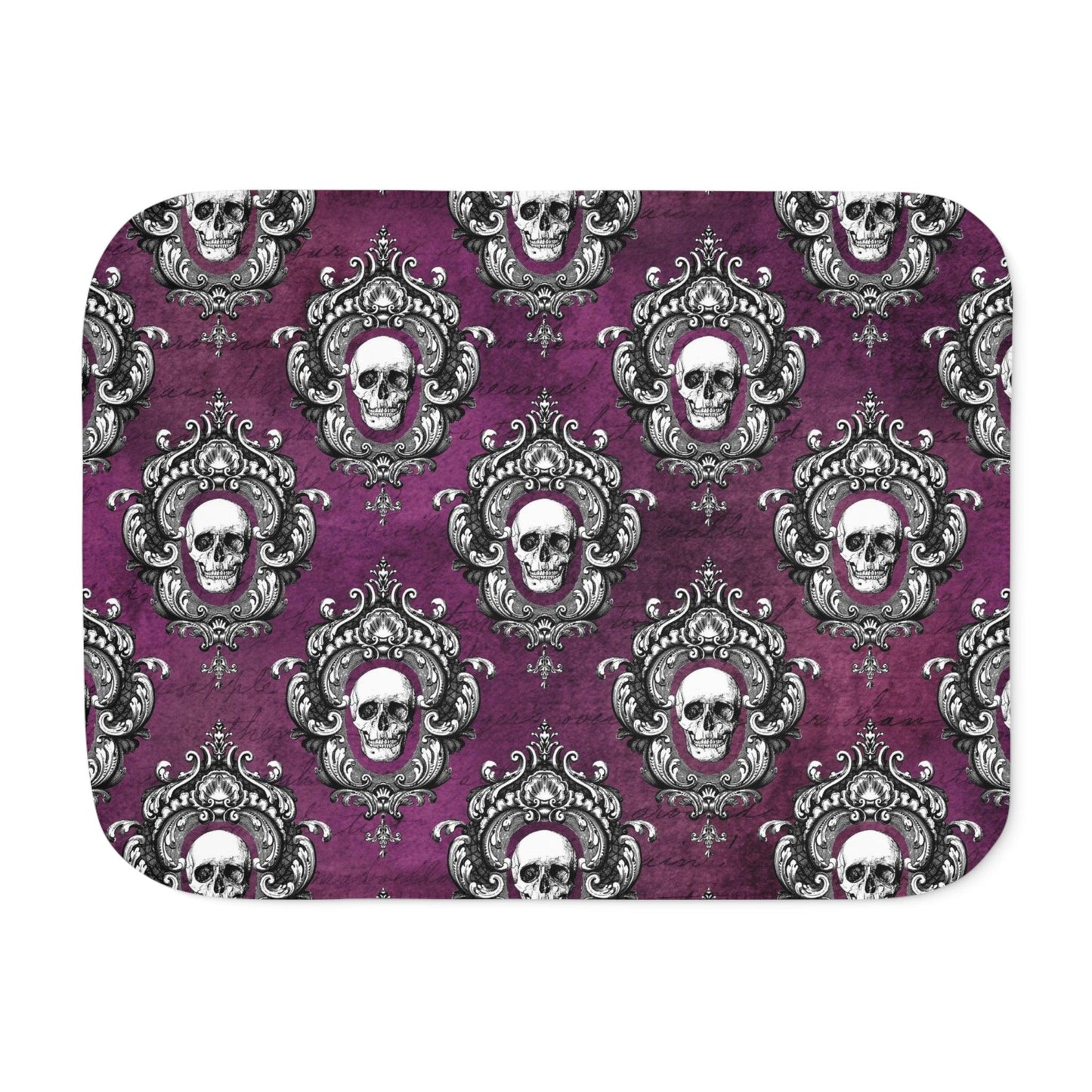 Gothic Skull Ornate Frame Purple Glam Goth Halloween Sherpa Blanket | lovevisionkarma.com