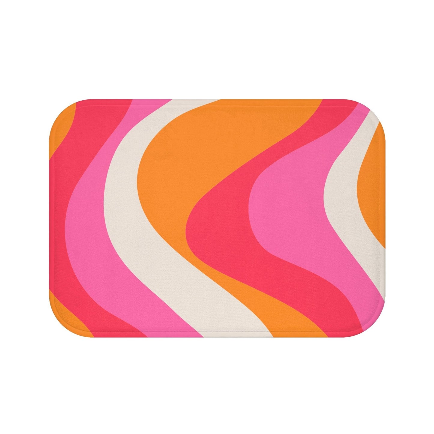 Retro 60s Groovy Hippie Swirl MCM Pink & Orange Bath Mat | lovevisionkarma.com