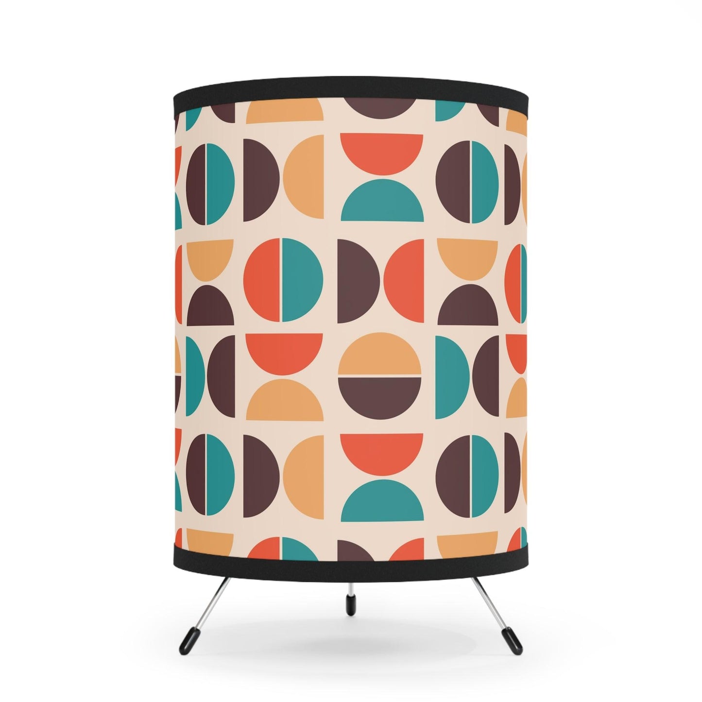 Retro 60s 70s Mid Century Geometric Multicolor Tripod Tabletop Lamp | lovevisionkarma.com