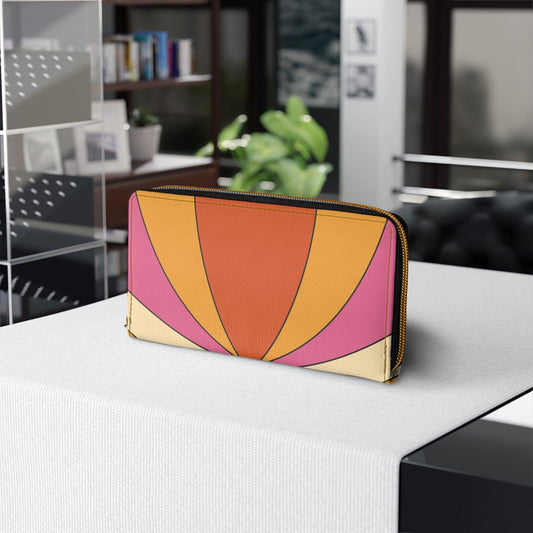 Groovy 60s Retro Mid Century Mod Orange, Pink & Yellow Zipper Wallet | lovevisionkarma.com