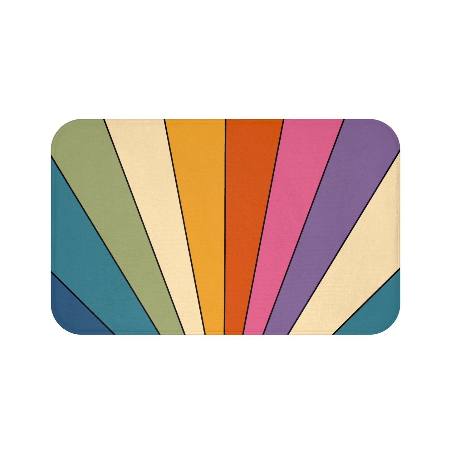 Retro Rainbow Burst Colorful Mid Century Mod Bath Mat
