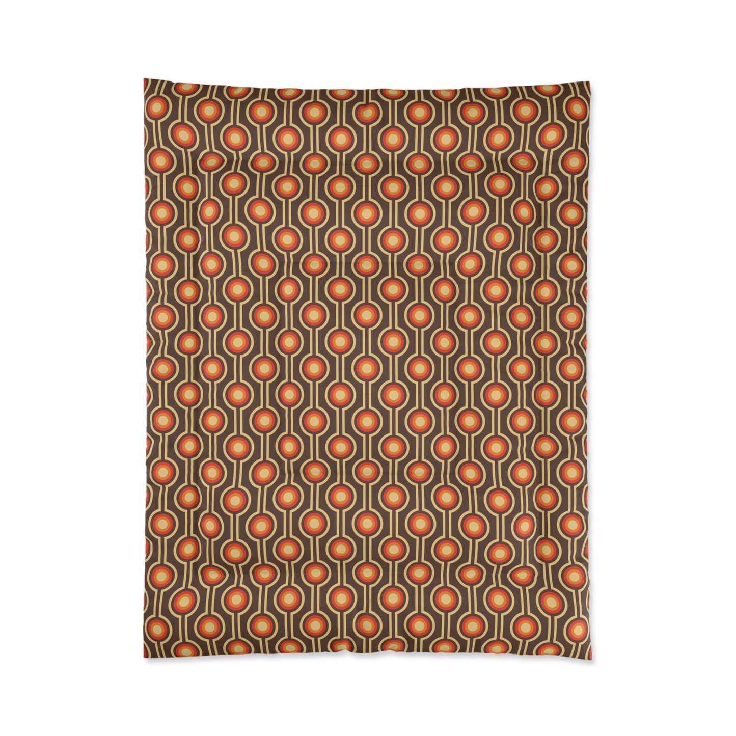 Retro 60's 70s Funky Mid Century Mod Brown & Orange Comforter