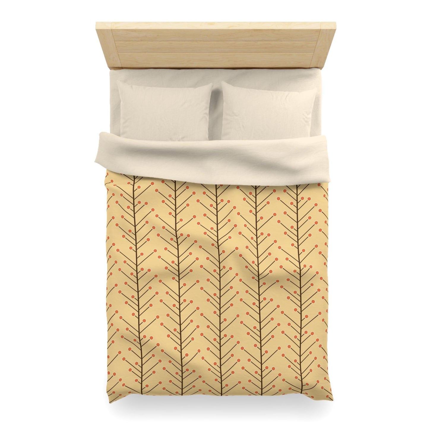 Retro 50s Mid Century Mod, Minimalist Trees Yellow Beige Duvet Cover | lovevisionkarma.com