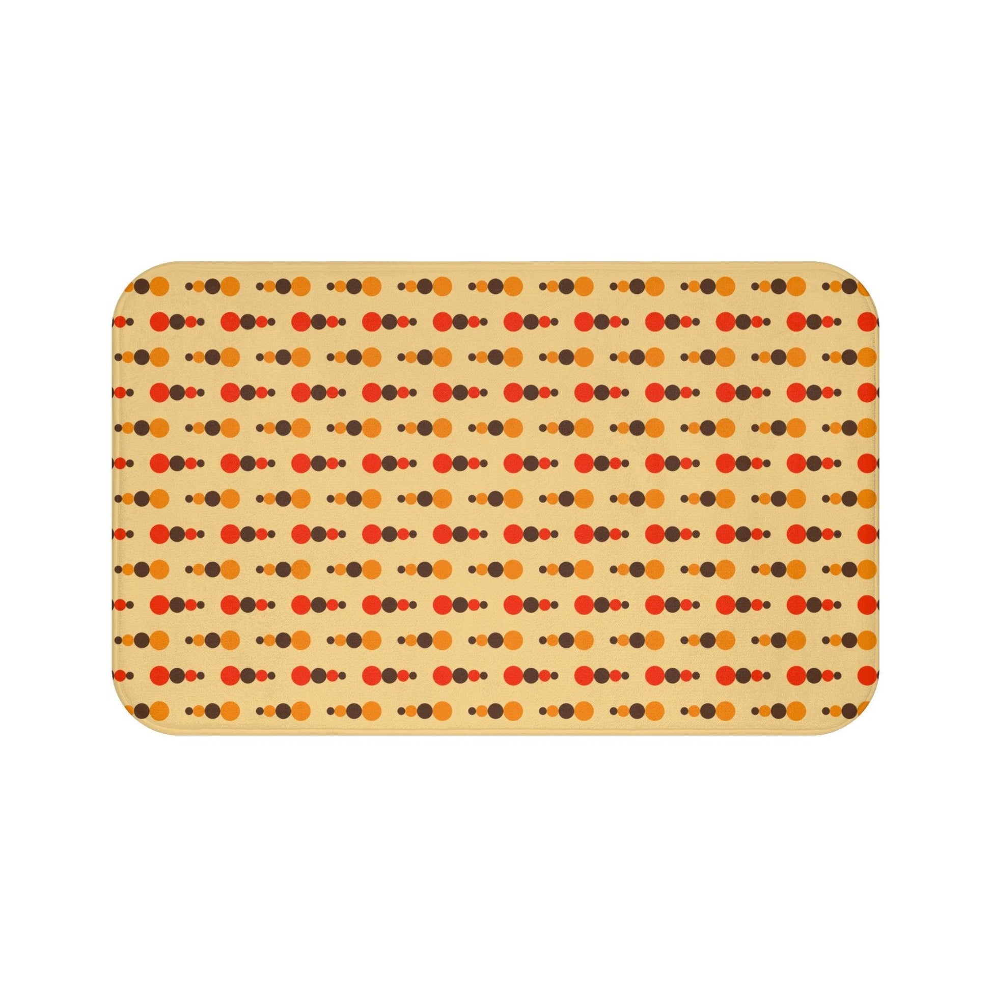 Retro 70s Funky Mid Century Modern Beige, Brown & Orange Bath Mat | lovevisionkarma.com