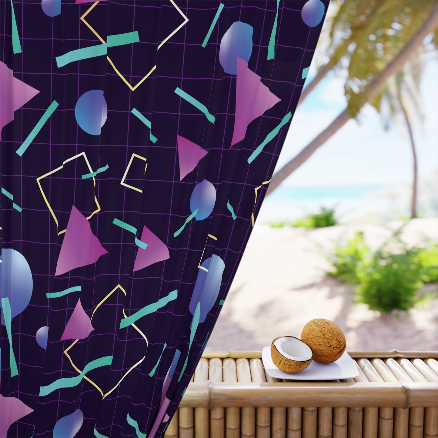 Retro 80s 90s Vaporwave Aesthetic Purple & Indigo Blackout Window Curtain