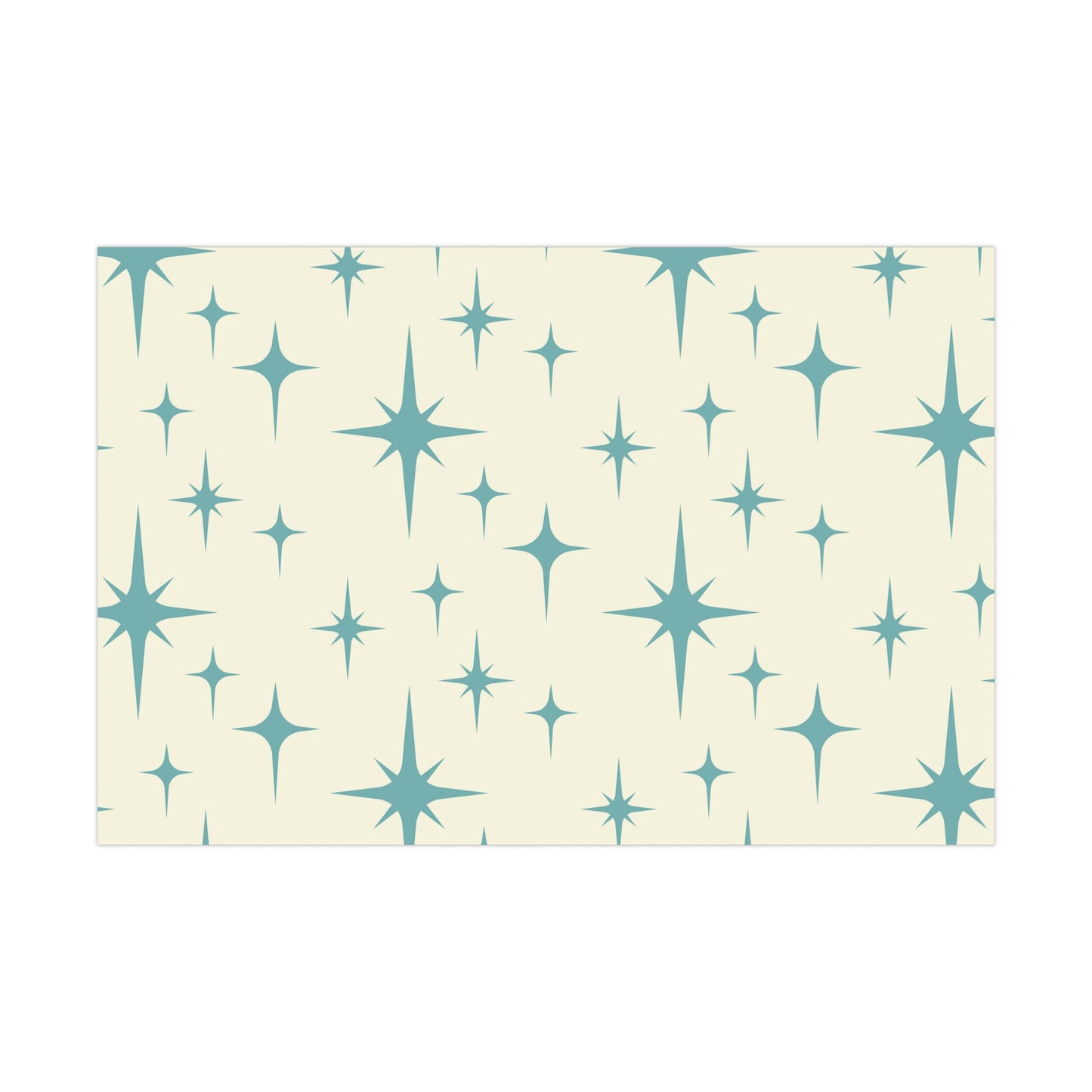 Large Starburst Version of Retro Atomic Starburst MCM Off-White & Blue Gift Wrapping Paper