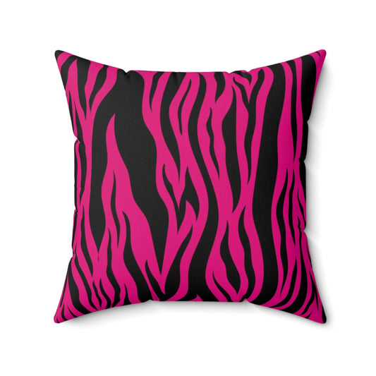 Pink Tiger Stripe Animal Print Accent Pillow | lovevisionkarma.com