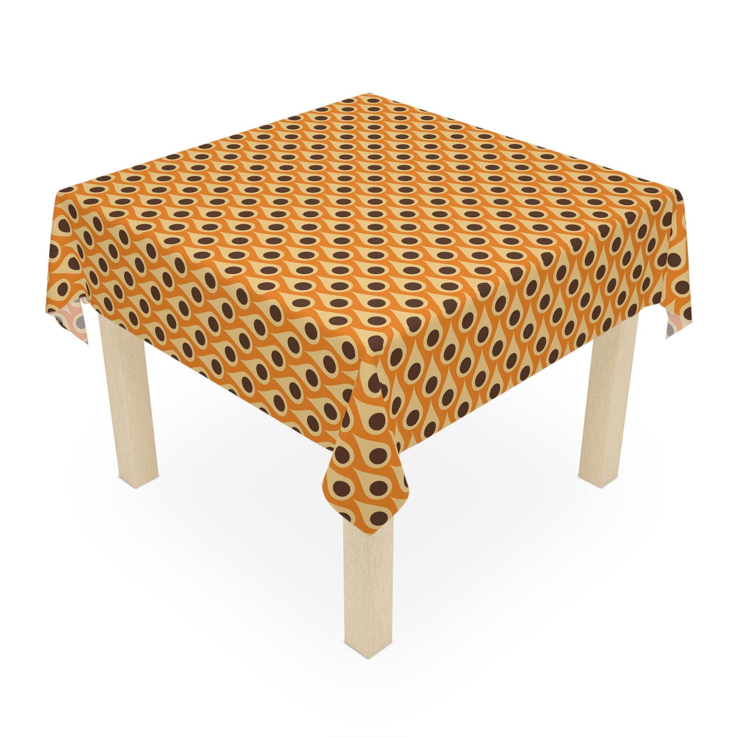 Retro 60s 70s Mid Century Mod Funky Mustard, Orange and Brown Tablecloth