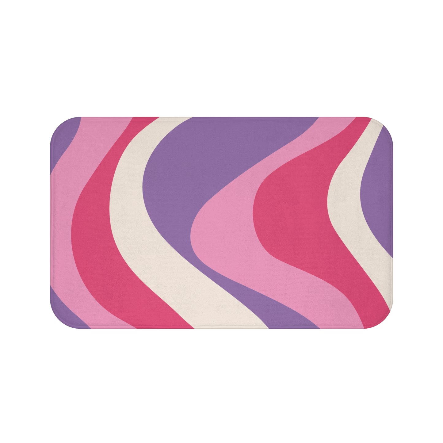 Retro 60s Groovy Hippie Swirl MCM Pink & Purple Bath Mat