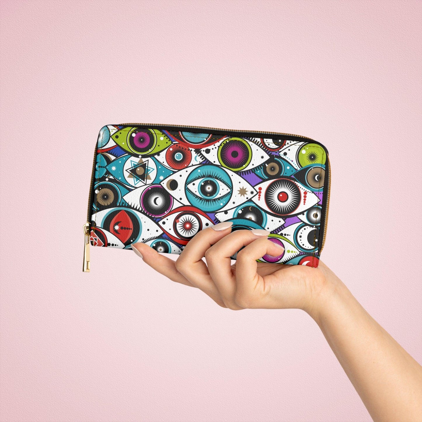 Celestial All Seeing Eyes Mystical Colorful Zipper Wallet | lovevisionkarma.com
