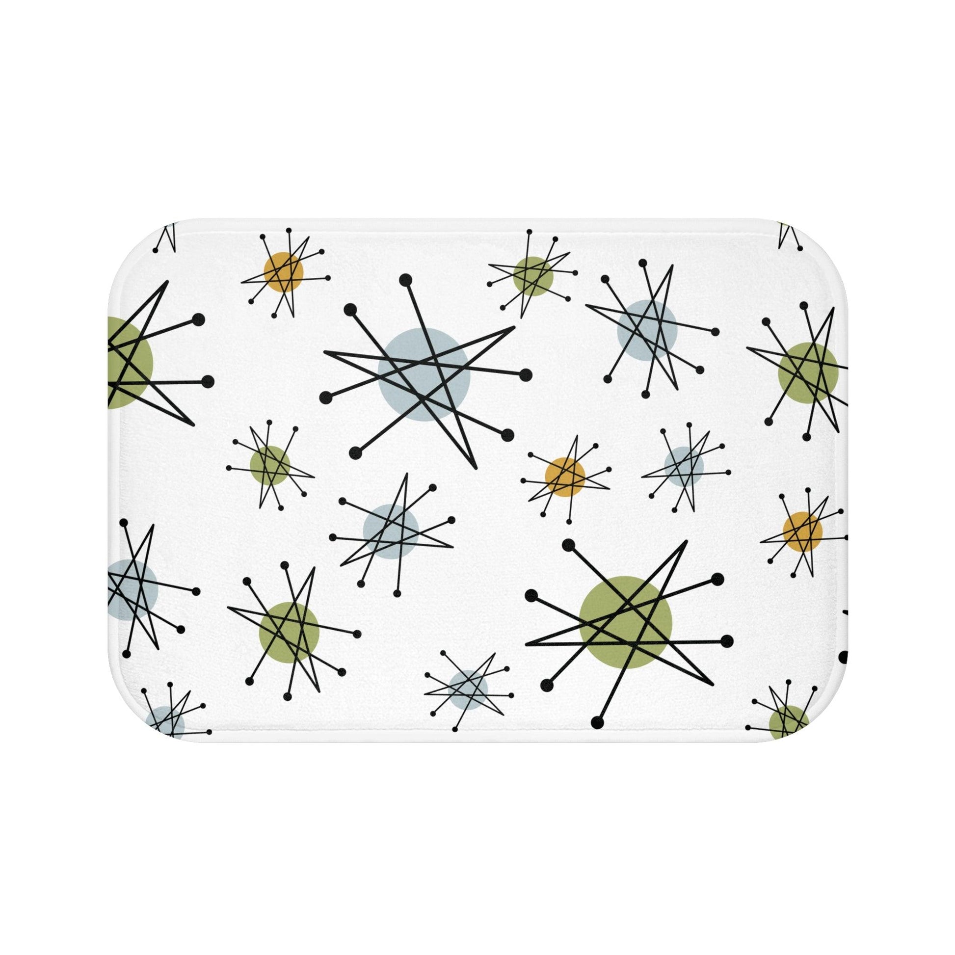 Retro 50s Starburst Mid Century Mod Franciscan Inspired Multicolor Bath Mat | lovevisionkarma.com