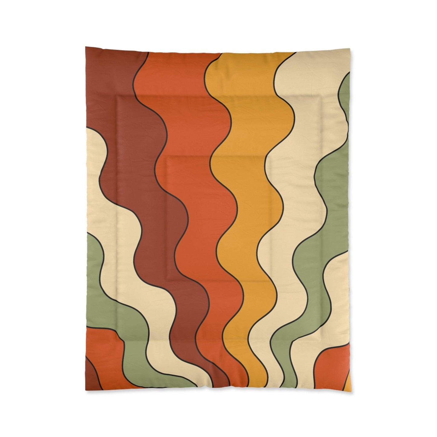 Groovy 60s 70s Mod Retro Rainbow, Orange, Yellow, Green MCM Comforter | lovevisionkarma.com