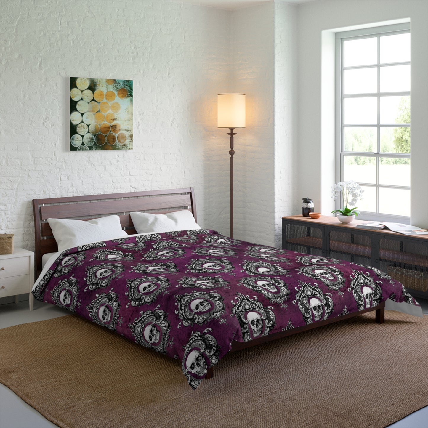 Victorian Goth Inspired Skulls Dark Academia Glam Goth Purple Comforter