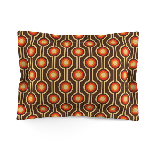 Retro 60's 70's Funky MCM Brown & Orange Pillow Sham