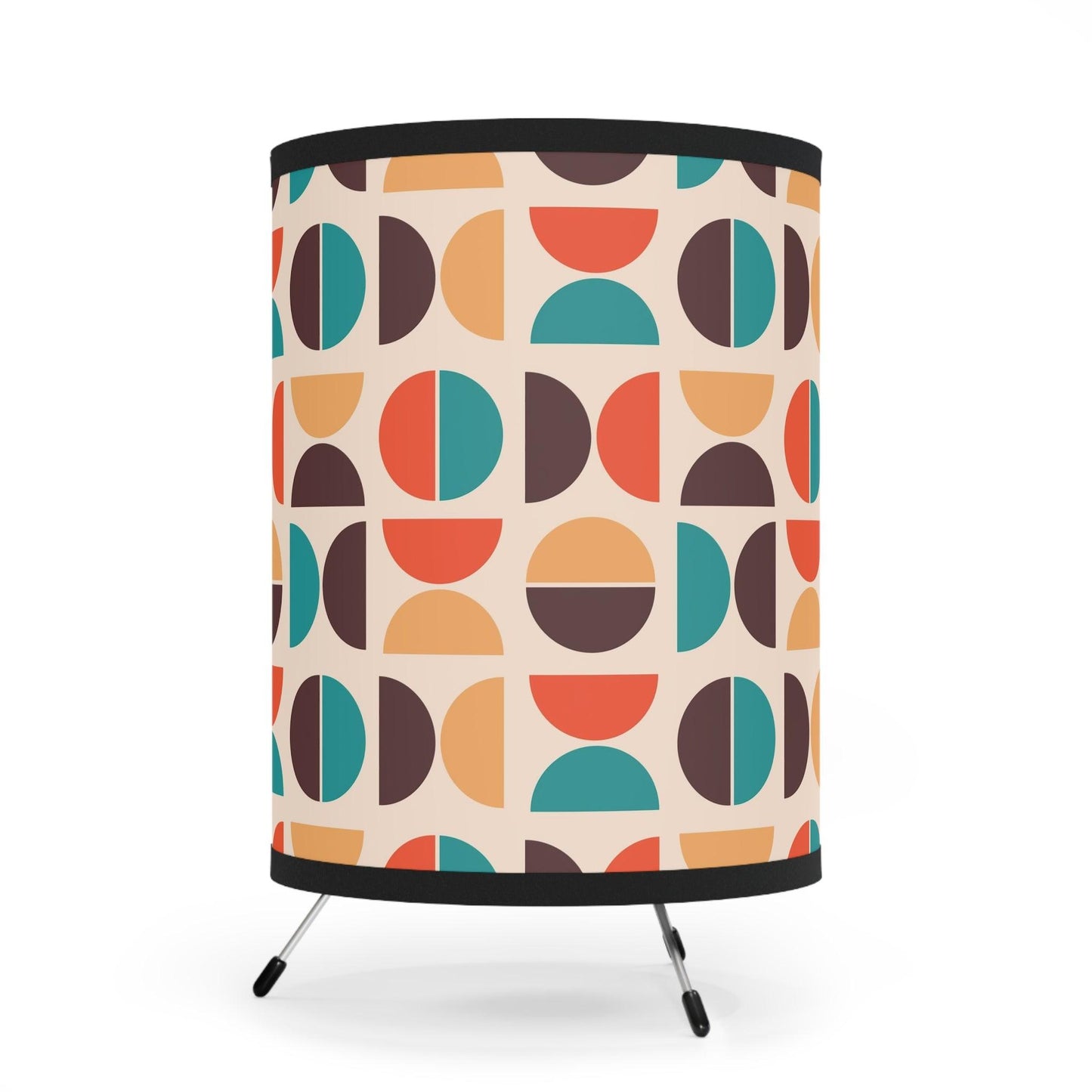 Retro 60s 70s Mid Century Geometric Multicolor Tripod Tabletop Lamp | lovevisionkarma.com