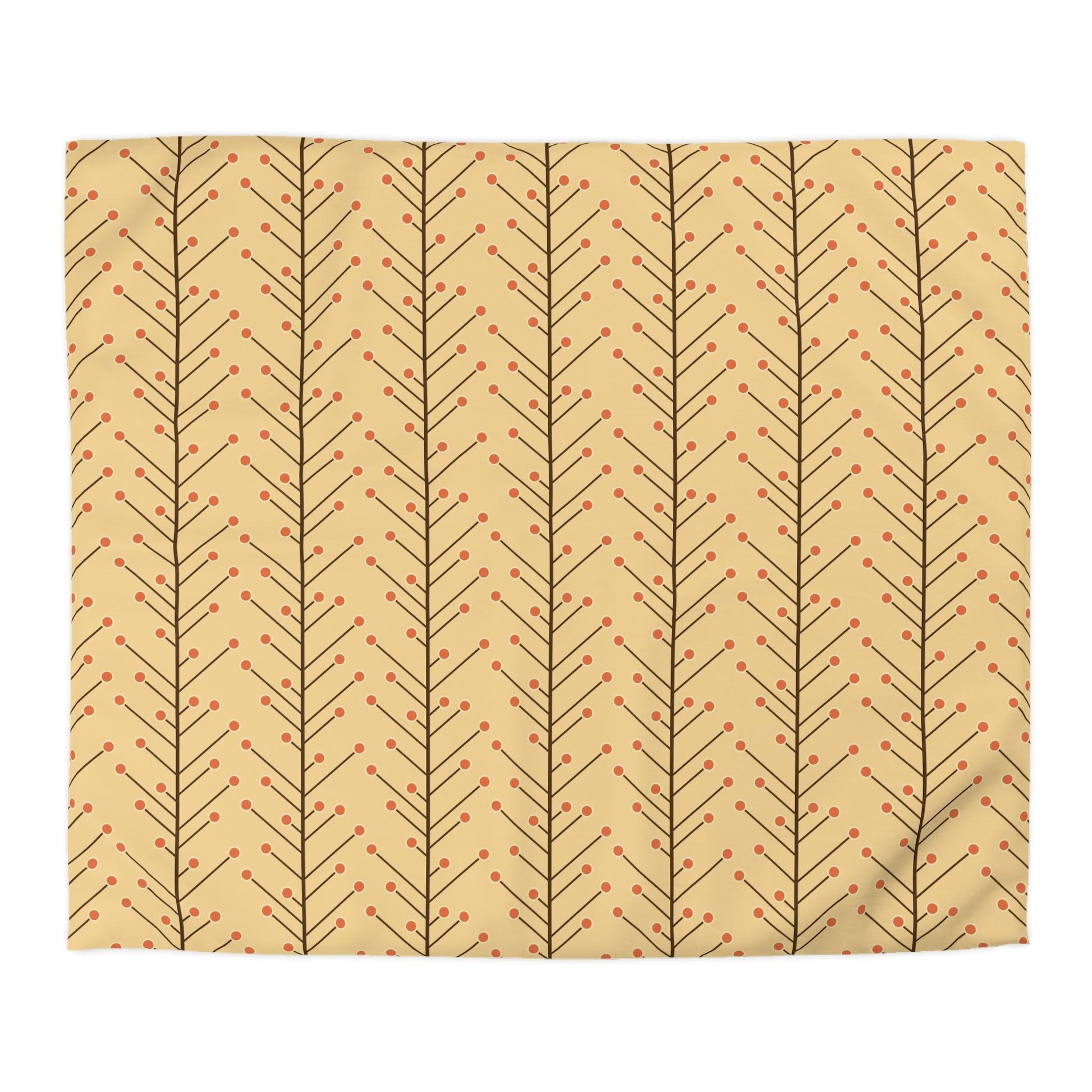 Retro 50s Mid Century Mod, Minimalist Trees Yellow Beige Duvet Cover | lovevisionkarma.com