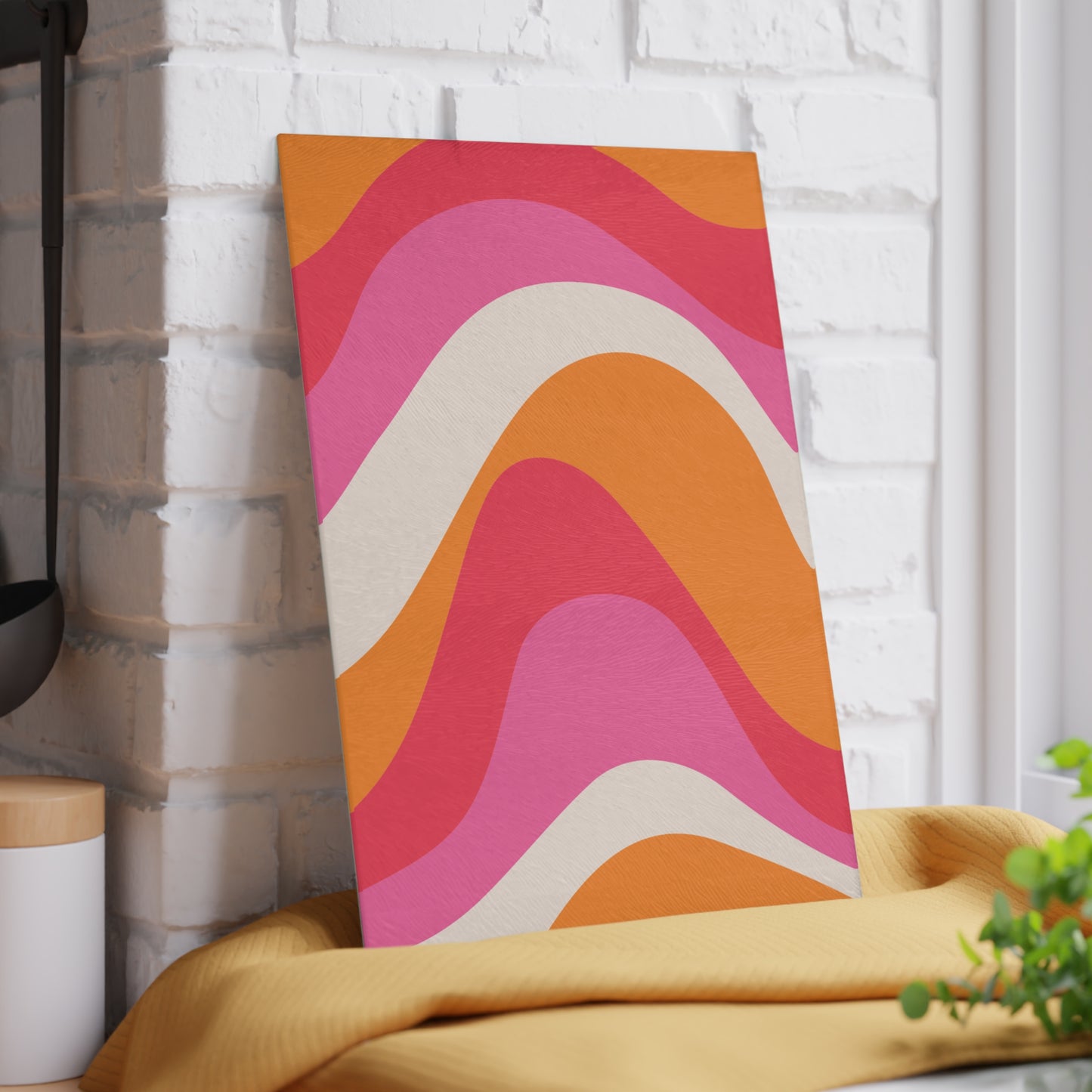 Retro 60s Groovy Hippie Swirl MCM Pink & Orange Glass Cutting Board