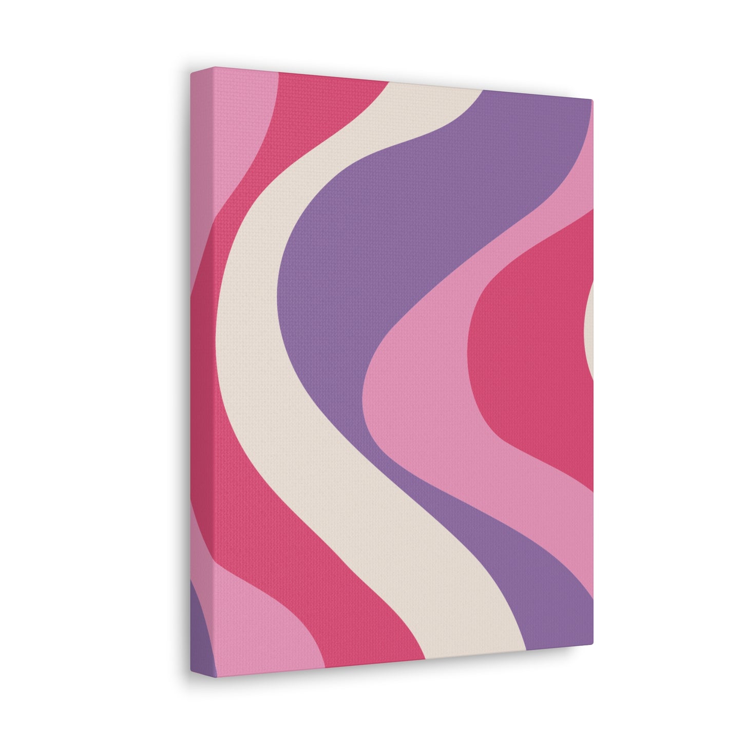Retro 60's Groovy Hippie Swirl MCM Pink and Purple Canvas Gallery Wrap
