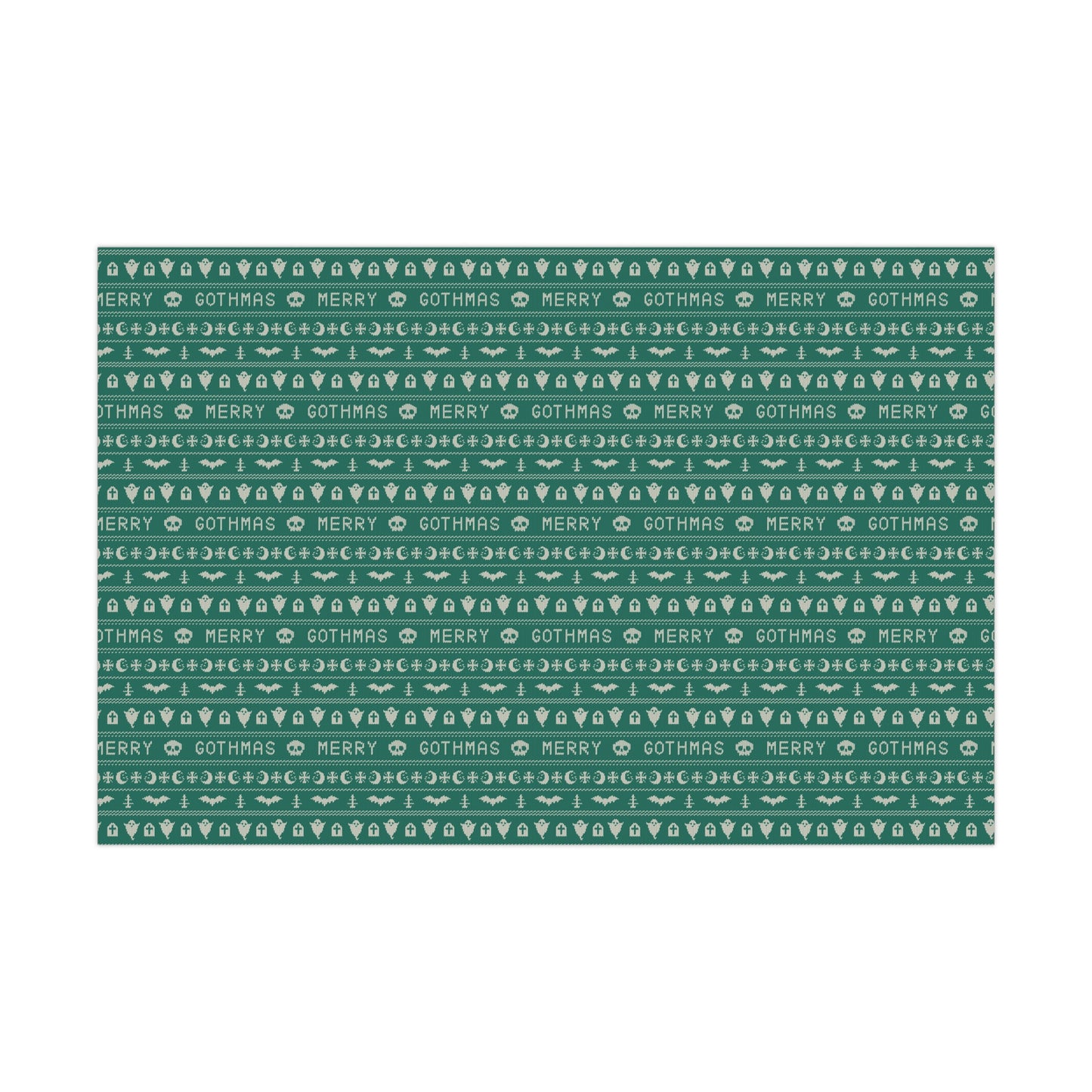 Goth Christmas Ugly Sweater Inspired, Gothmas & Kitschy Creepmas Green Eco-Friendly Holiday Gift Wrap