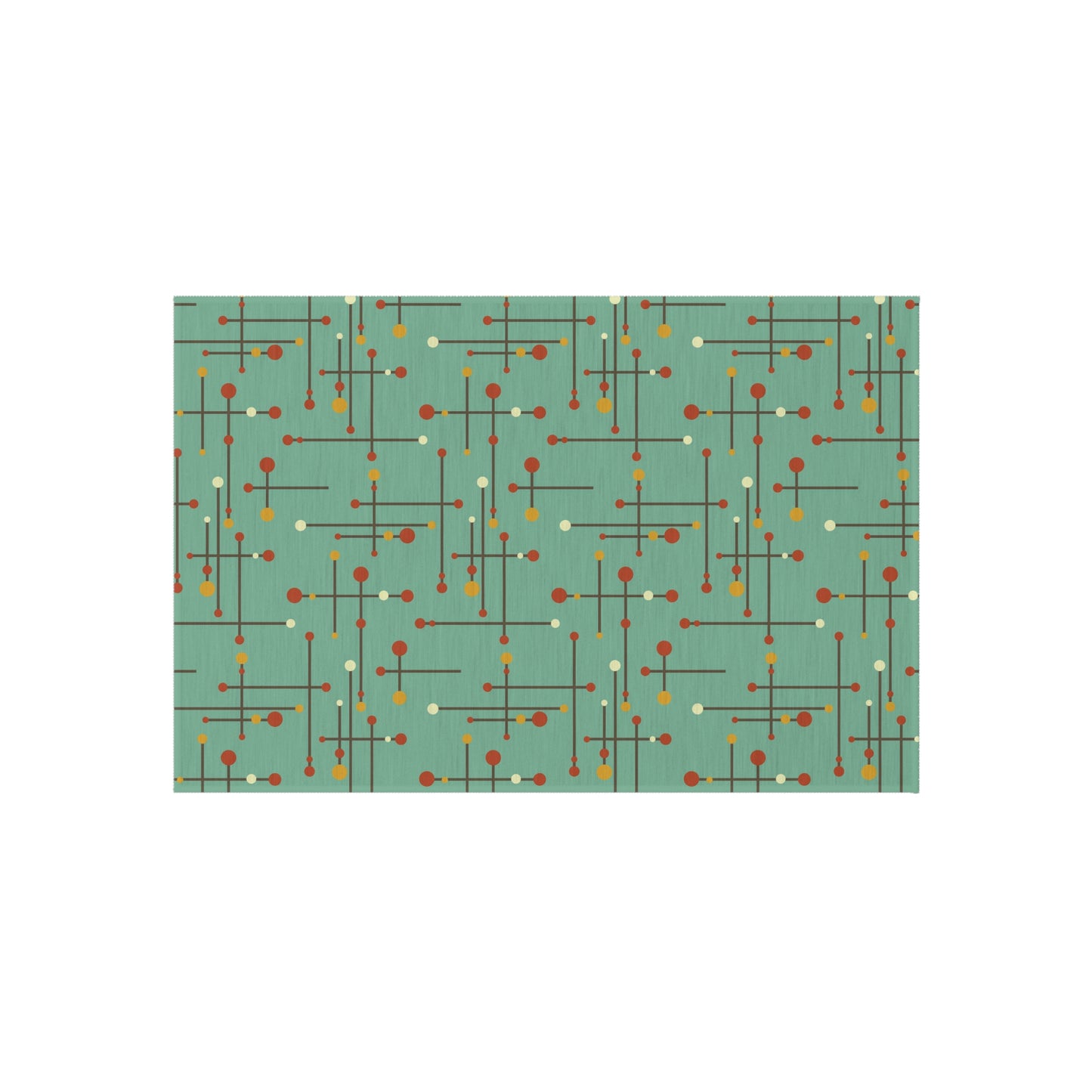 Retro 50's Eames Inspired Mid Century Mod Lines Anti-Slip Teal Blue Indoor/Outdoor Accent Rug