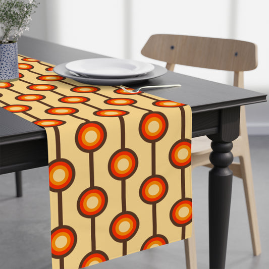 Retro 60's 70's Funky MCM Brown, Orange & Beige Table Runner