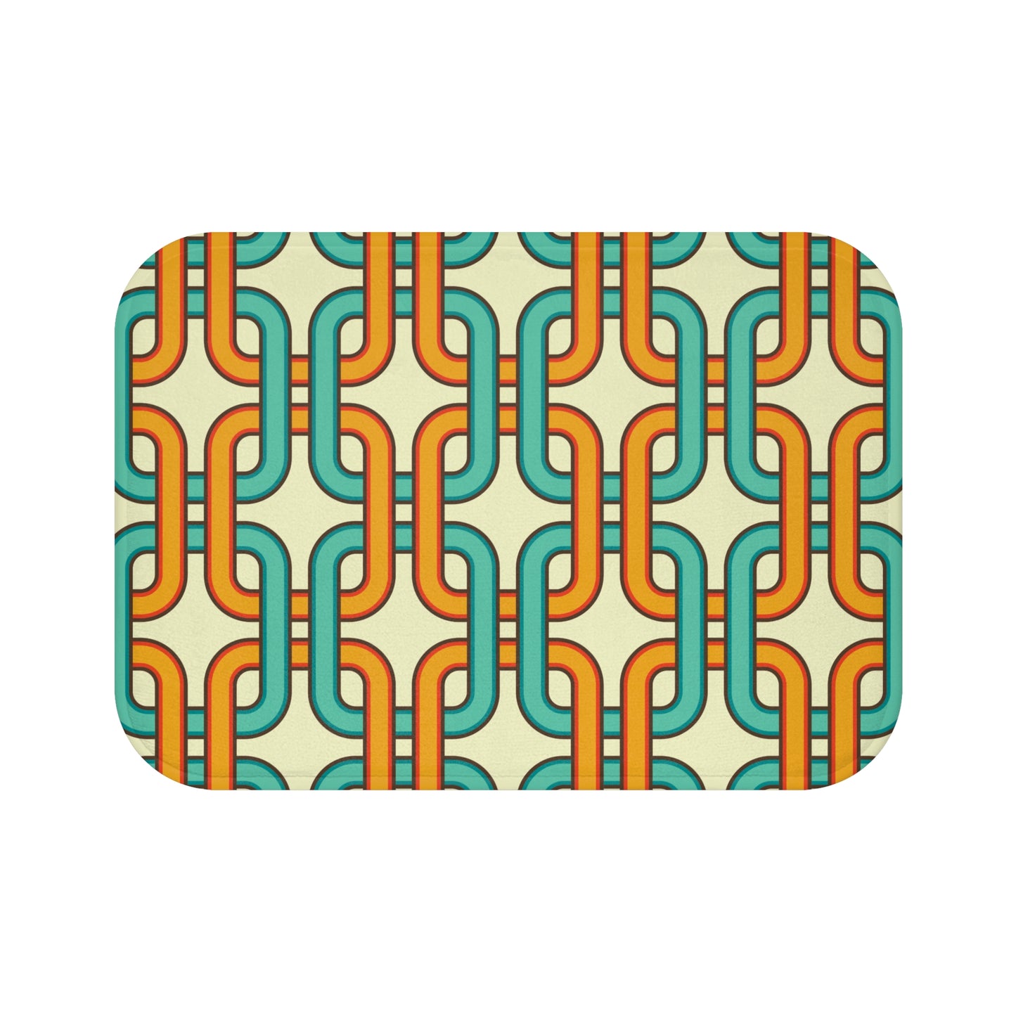 Retro 60's Links Mid Century Mod Blue, Orange & Cream Bath Mat