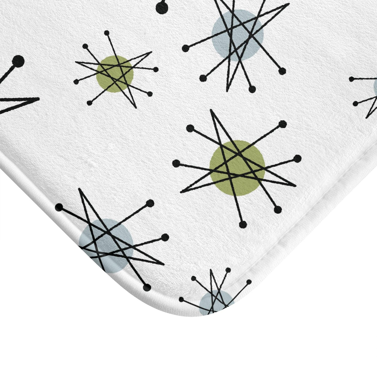 Retro 50s Starburst Mid Century Mod Franciscan Inspired Multicolor Bath Mat | lovevisionkarma.com