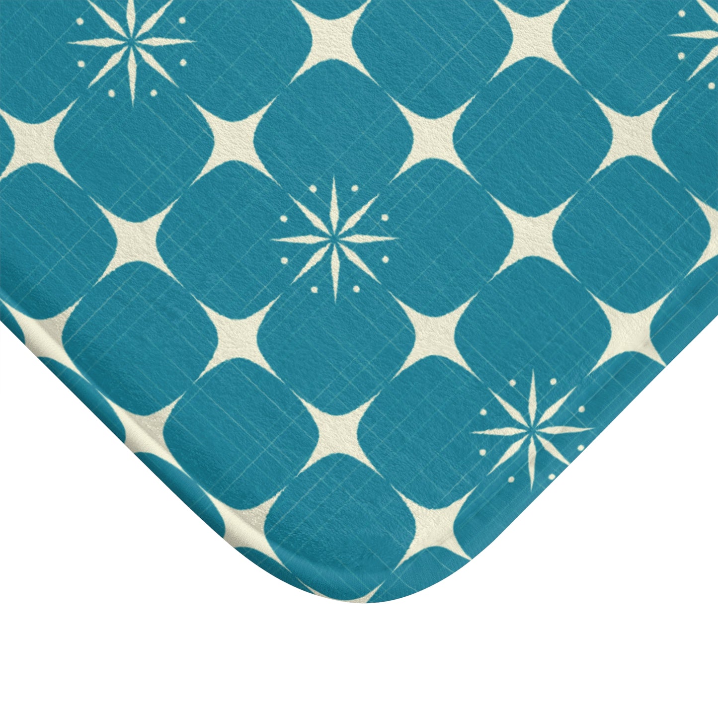 Retro 50's Atomic Starburst Mid Century Blue Bath Mat