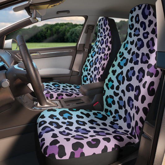 Blue and Purple Leopard Cheetah Animal Print Car Seat Covers