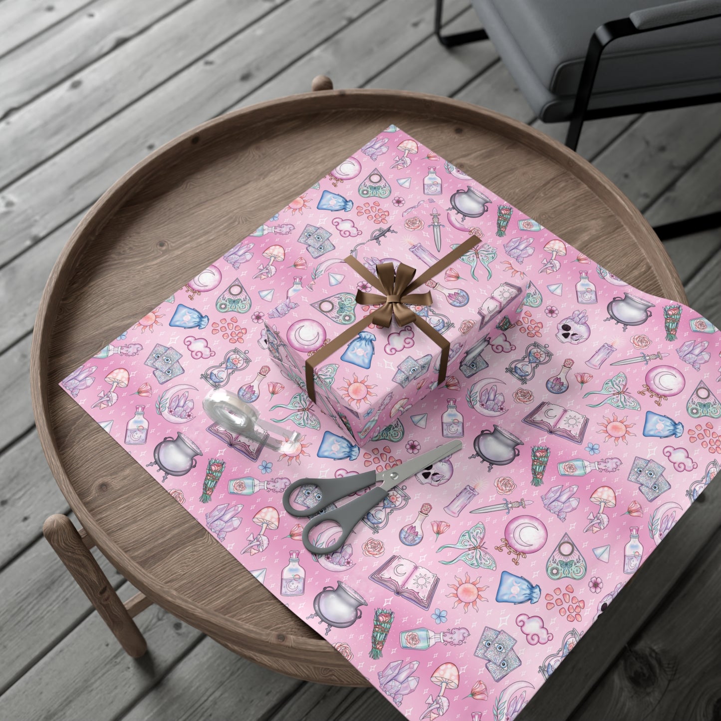 Witchy Pastel Goth Christmas, Kawaii Whimsigoth Pink Eco-Friendly Gift Wrap Paper