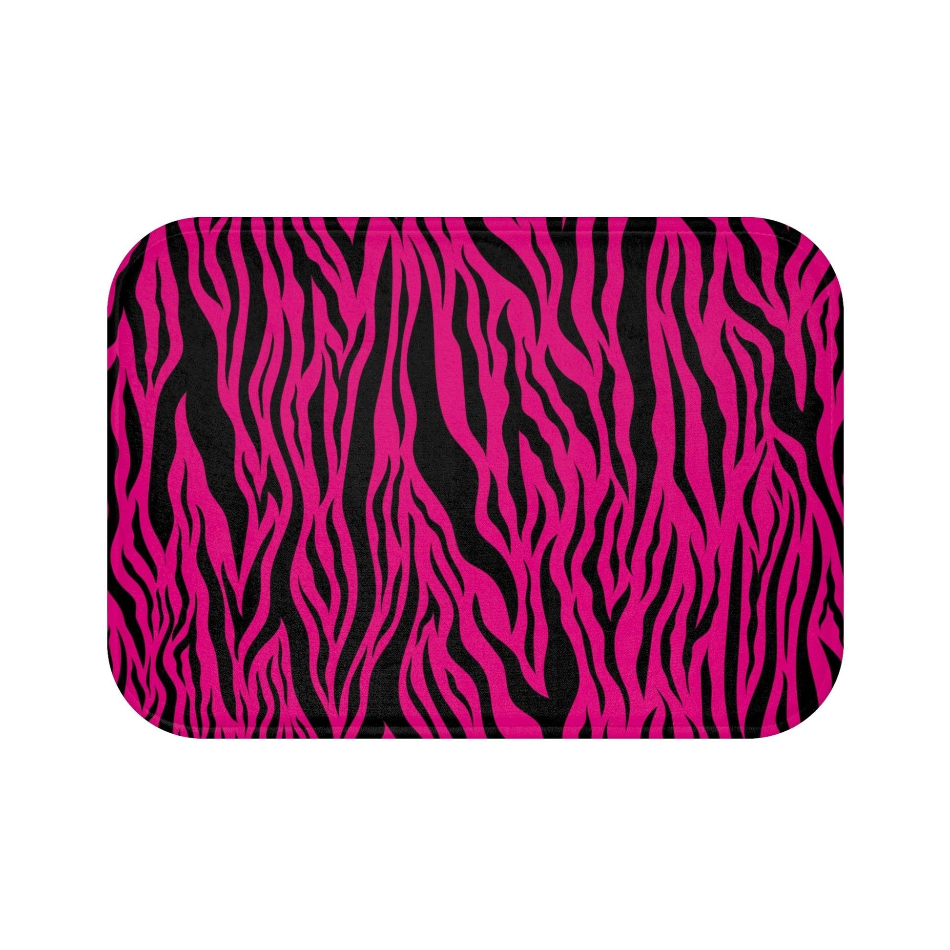 Pink Tiger Stripe Animal Print Bath Mat | lovevisionkarma.com