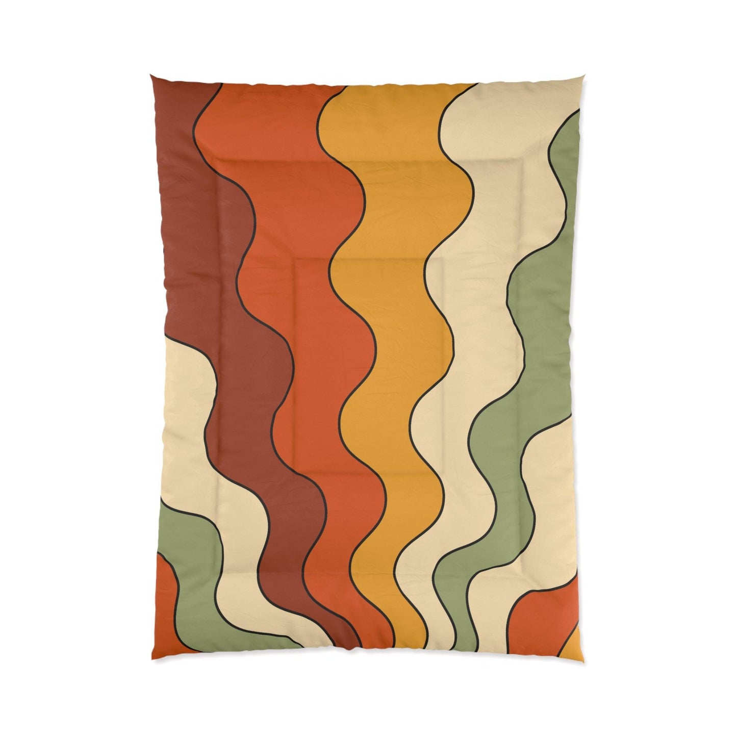 Groovy 60s 70s Mod Retro Rainbow, Orange, Yellow, Green MCM Comforter | lovevisionkarma.com