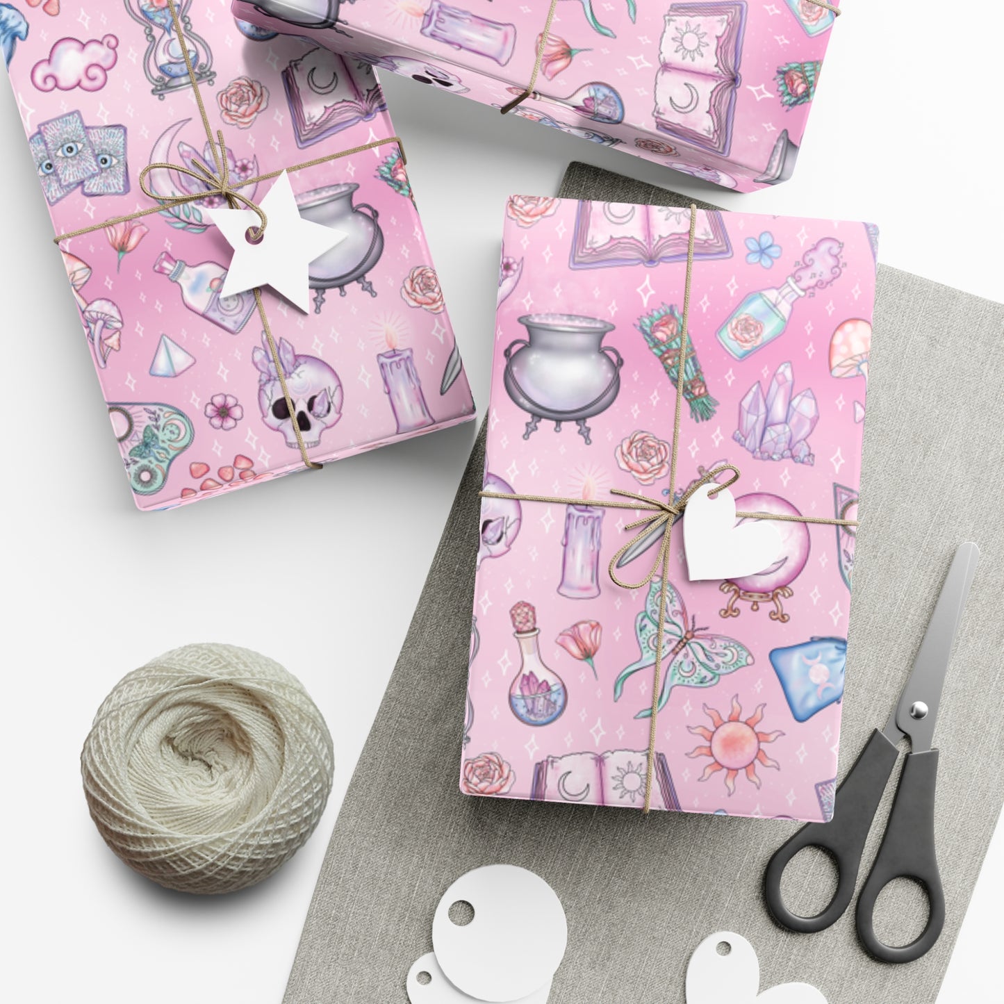 Witchy Pastel Goth Christmas, Kawaii Whimsigoth Pink Eco-Friendly Gift Wrap Paper