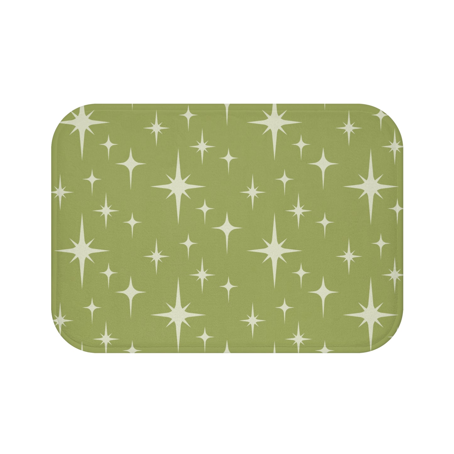 Retro Atomic Starburst 1950s Mid Century Chartreuse Green Bath Mat