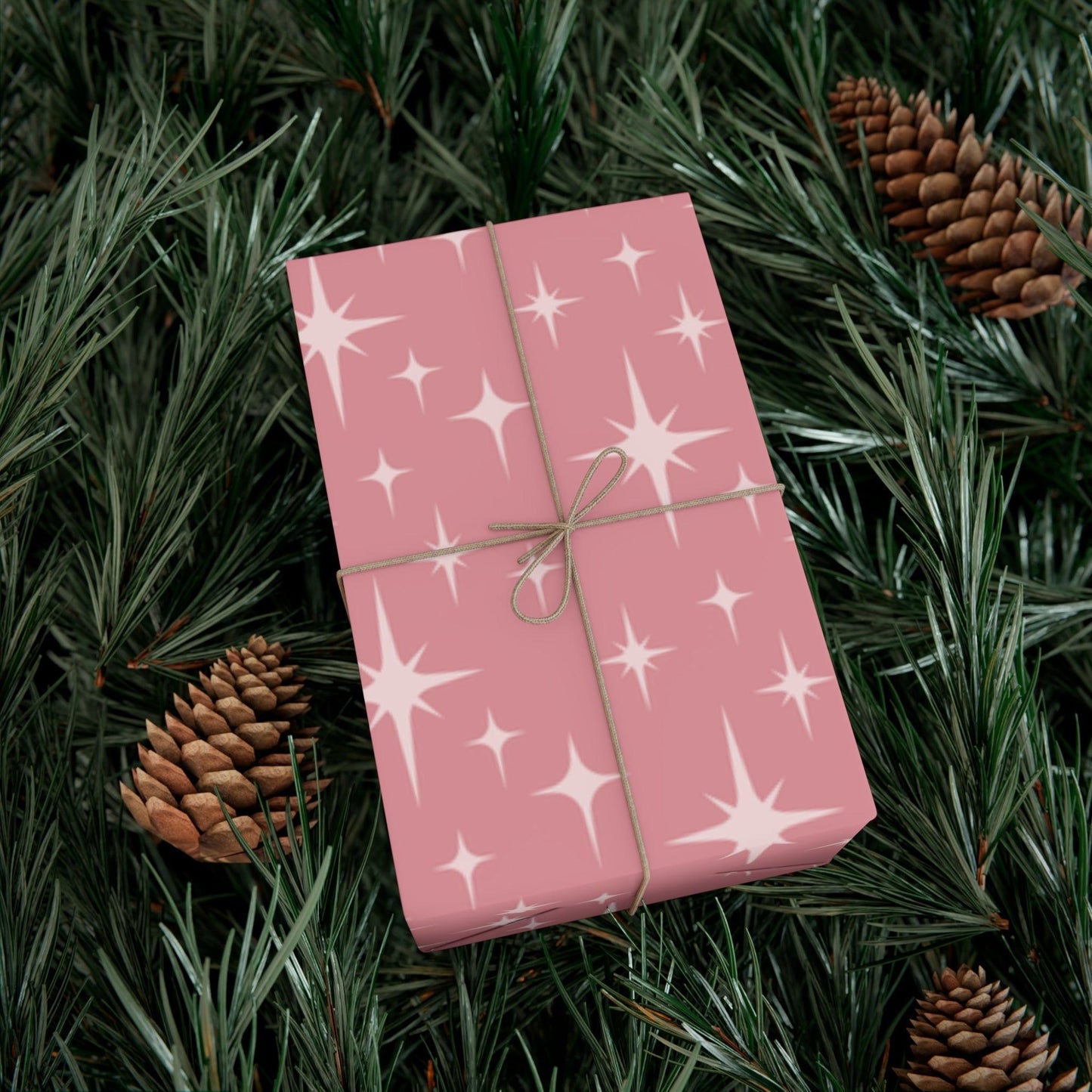 Retro 50's Atomic Starburst Mid Century Mod Pink Eco-Friendly Gift Wrap | lovevisionkarma.com