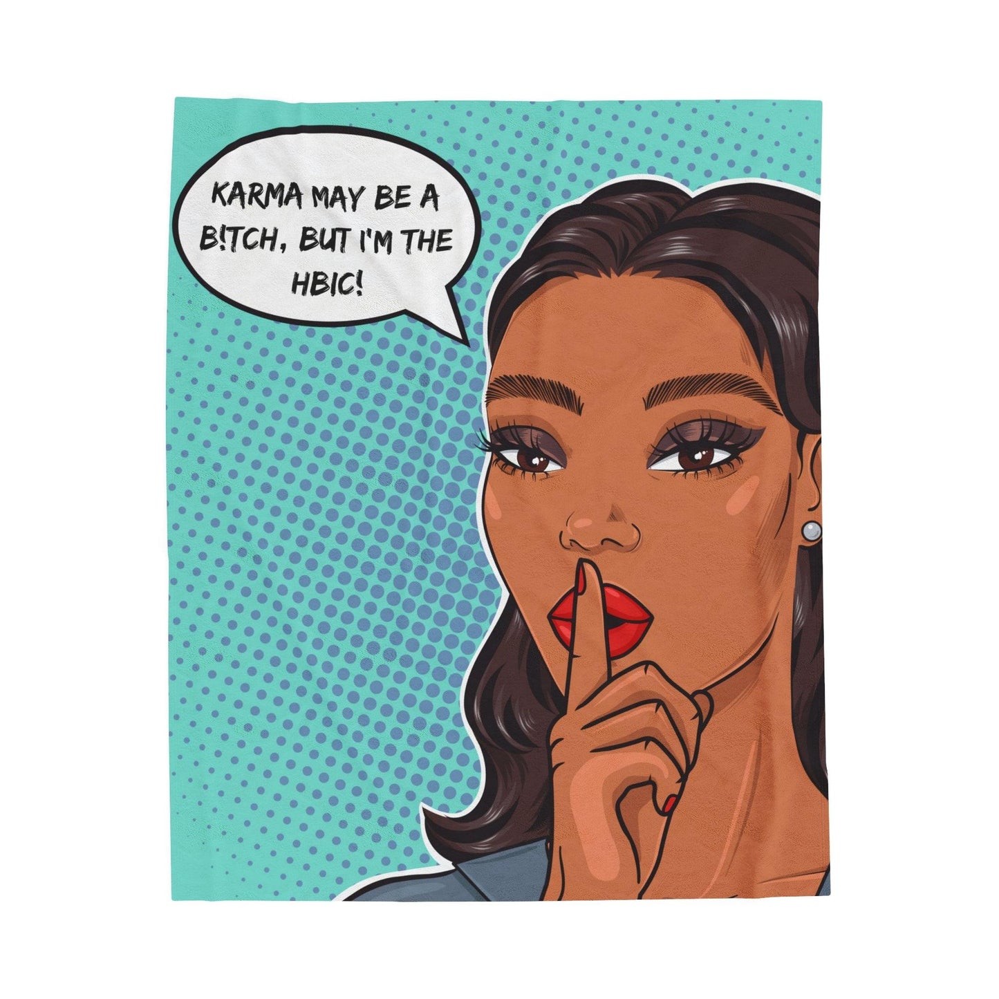 "HBIC" Comic Pop Art Colorful & Sassy Velveteen Lightweight Blanket | lovevisionkarma.com
