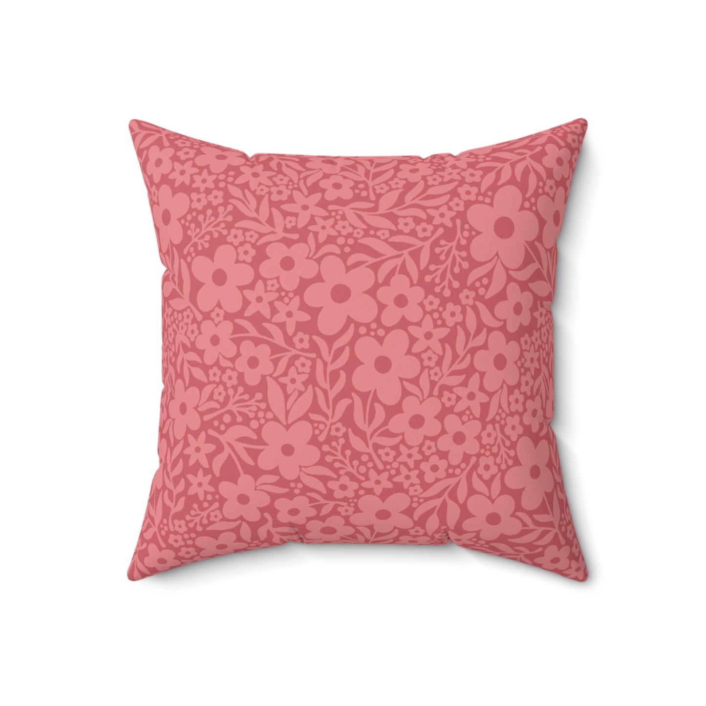 Retro Minimalist Scandi Floral Cottagecore MCM Coral Throw Pillow