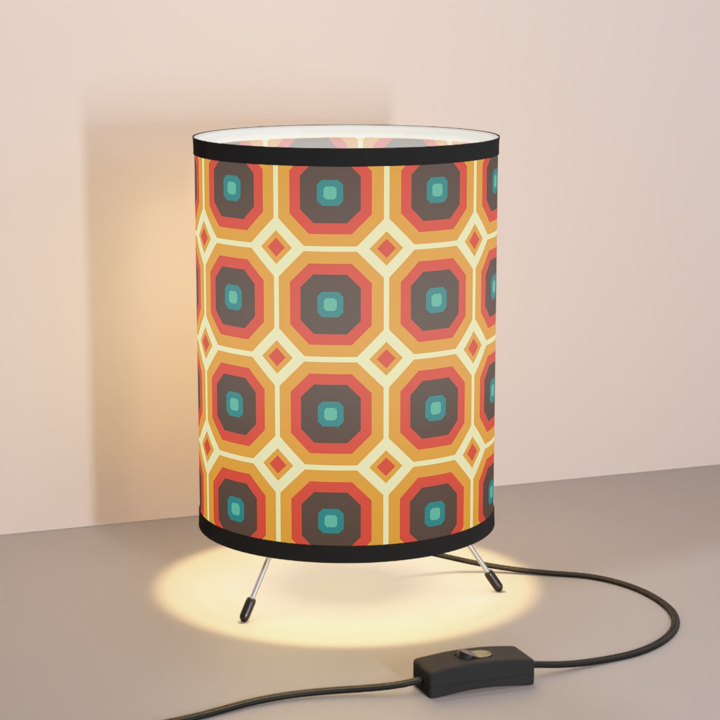 Retro 60s 70s Funky Mid Century Mod Orange & Brown Tabletop Accent Lamp