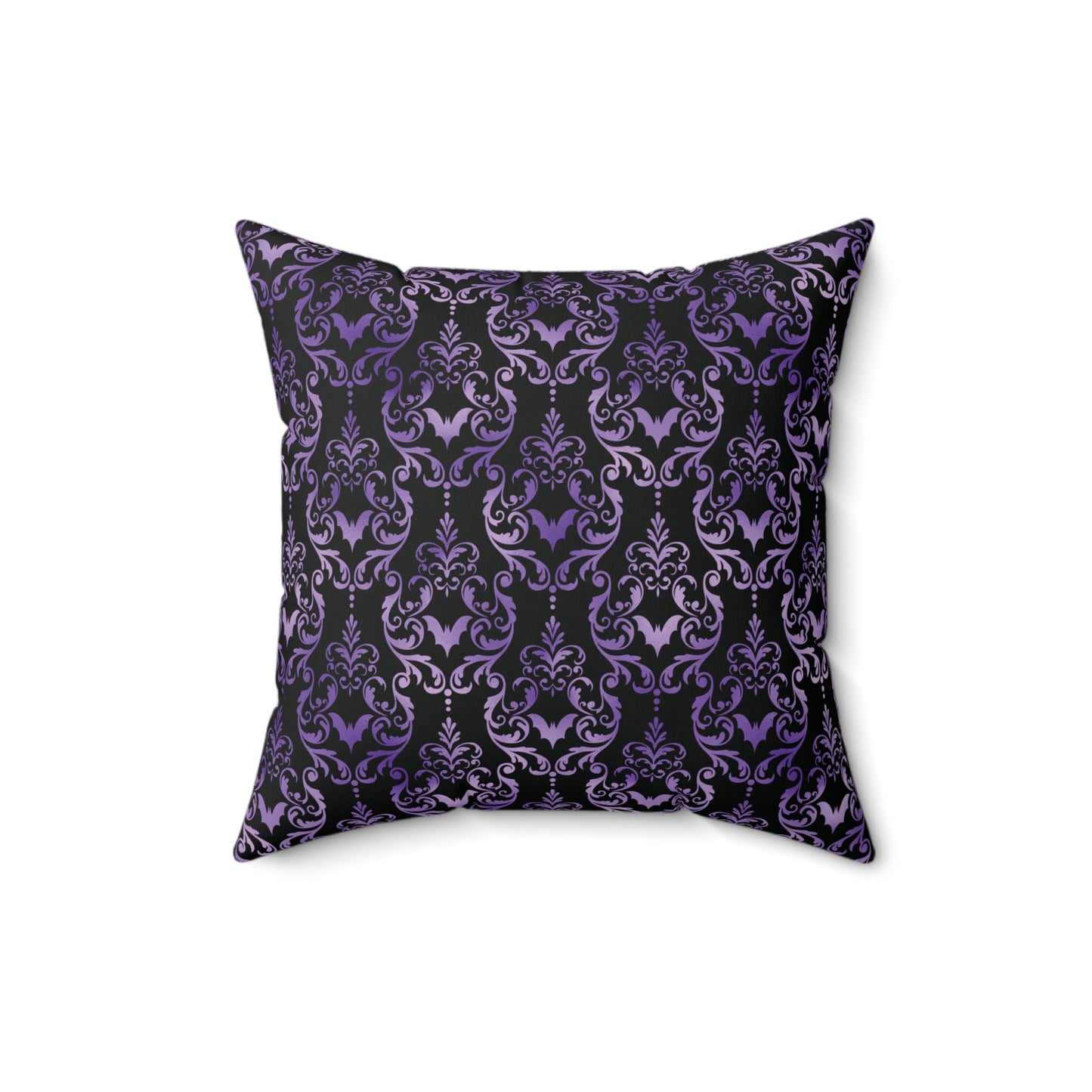 Dark Academia Damask Bat, Victorian Goth Inspired Purple & Black Glam Goth Pillow