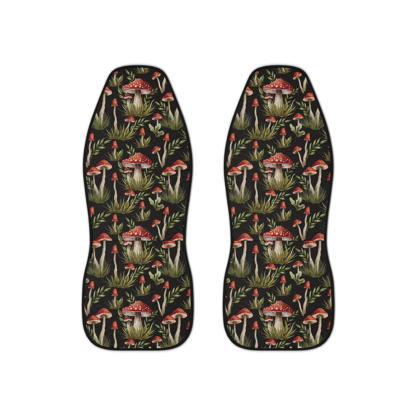 Amanita Muscaria Mushroom, Dark Cottagecore Watercolor Black, Red & Green Car Seat Covers | lovevisionkarma.com
