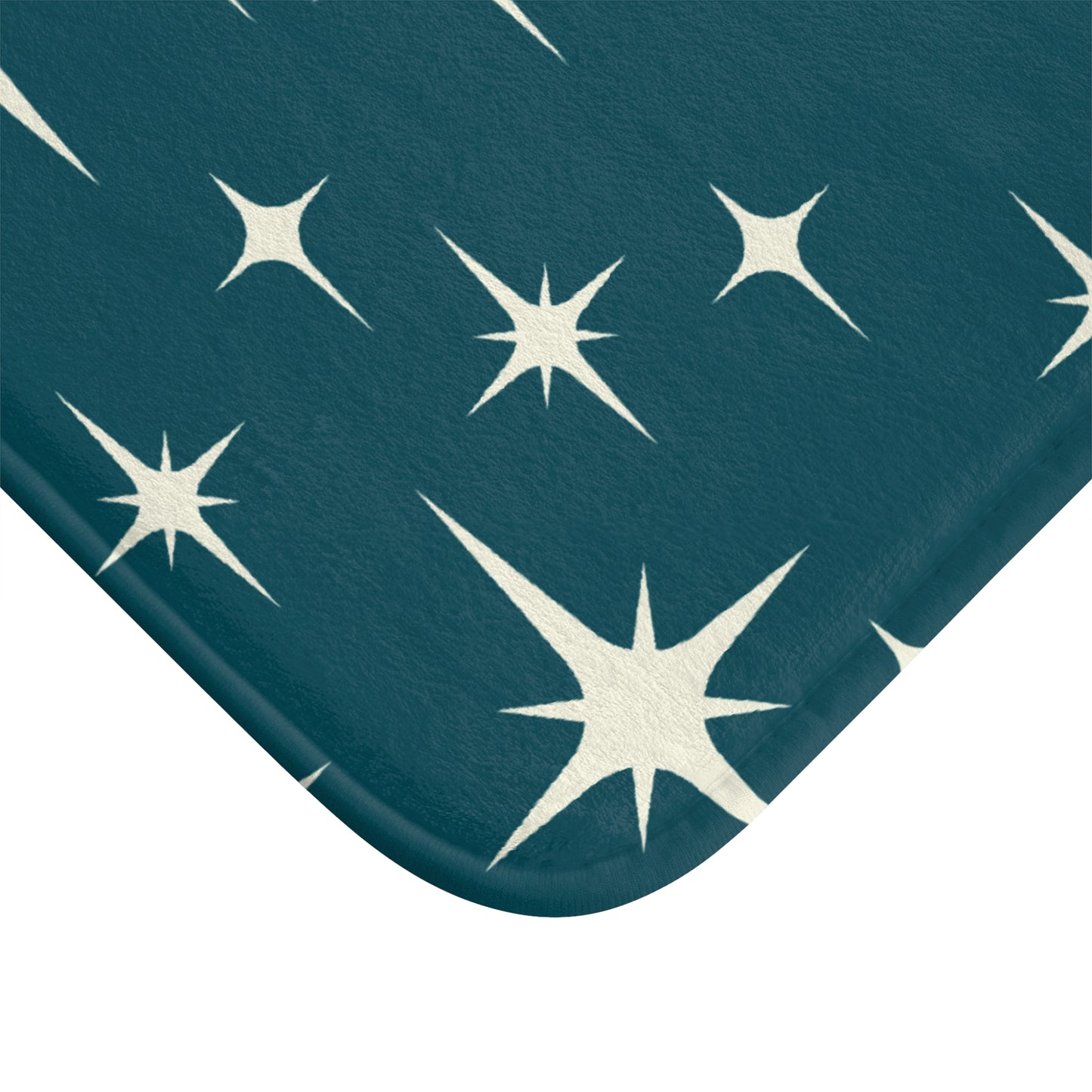 Retro 50s Atomic Starburst Off-White and Blue MCM Bath Mat