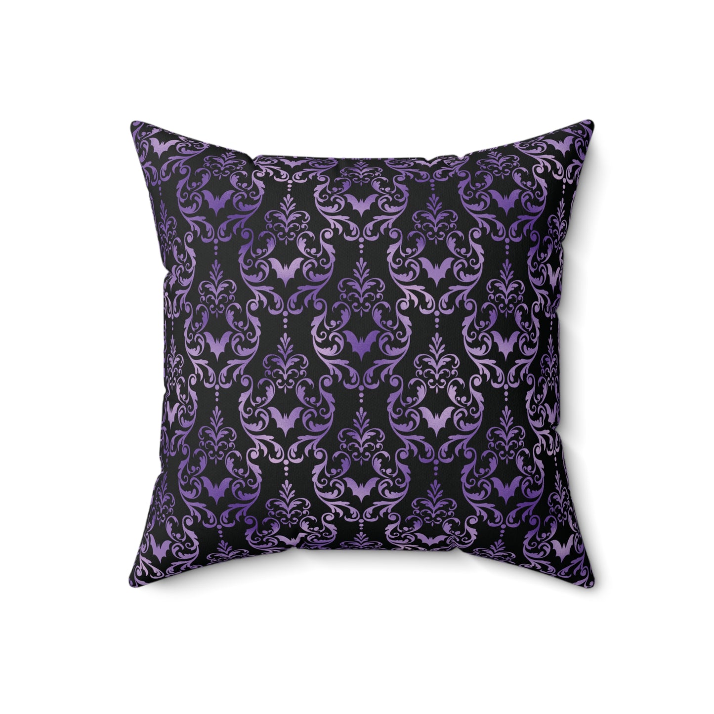 Dark Academia Damask Bat, Victorian Goth Inspired Purple & Black Glam Goth Pillow