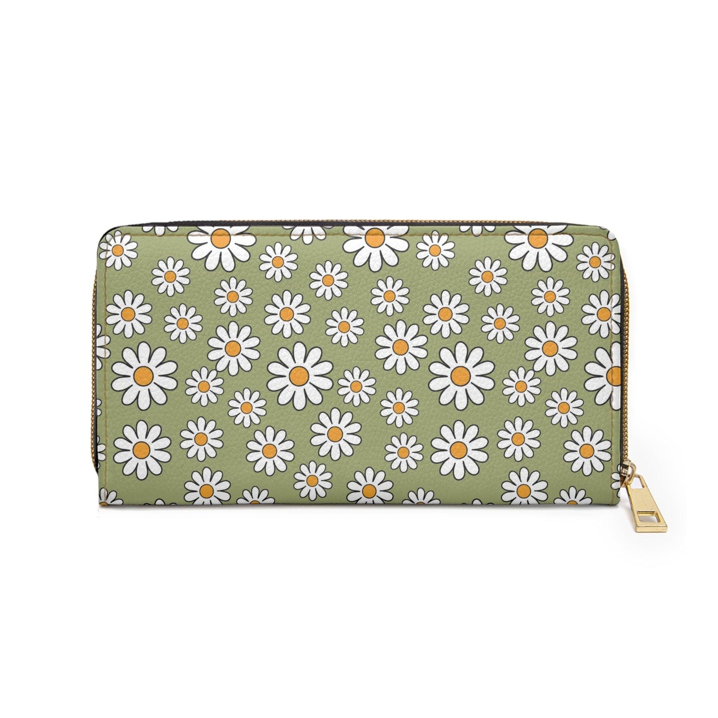 Boho Daisy Sage Green Zipper Wallet | lovevisionkarma.com