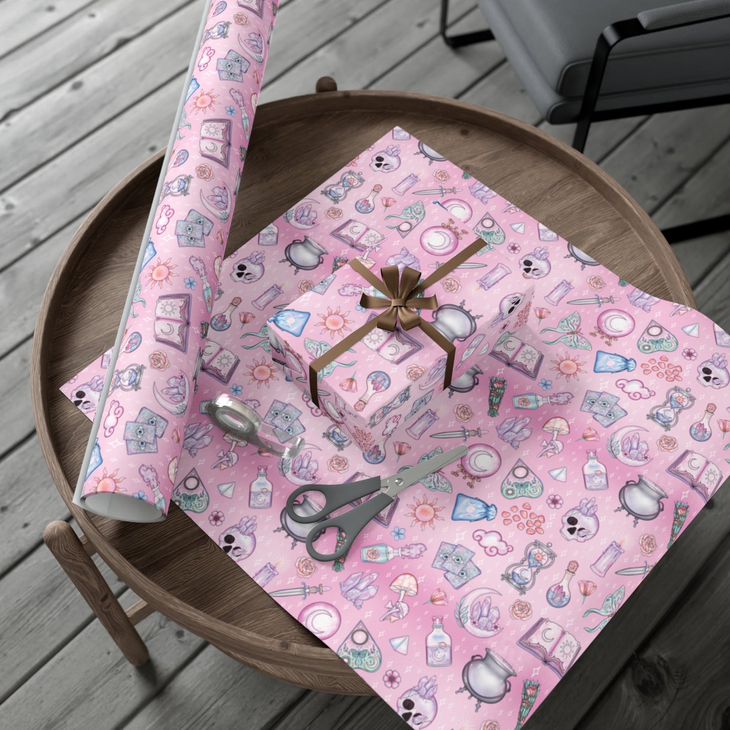 Witchy Pastel Goth Christmas, Kawaii Whimsigoth Pink Eco-Friendly Gift Wrap Paper