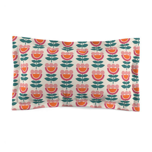 Retro Danish Flowers Scandinavian Mid Century Mod Multicolor Pillow Sham | lovevisionkarma.com